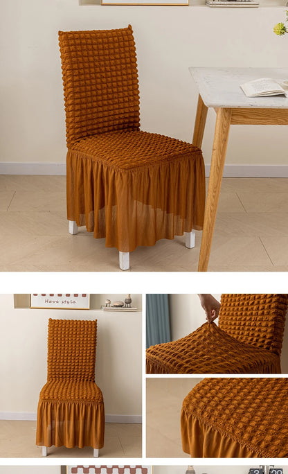 High Quality Seersucker Chair Cover For Dining Room Banquet Chair Slipcover Stretch Chair Skirt Elastic Wedding Chair Decoration