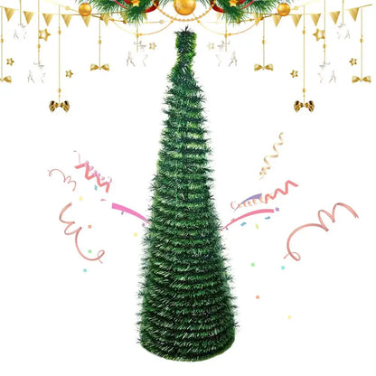 Christmas Tree 5 Ft Festival Ornament Faux Foldable Christmas Tree Christmas Decoration for Winter Holiday Season Decor Indoor