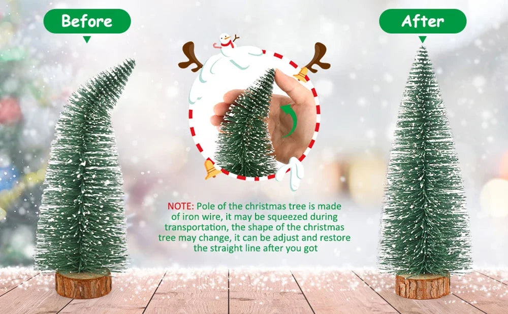 Christmas Decoration Artificial Mini Tree Ornaments Miniature Cedar Snow Pines for Home Table Decor 2024 Navidad Landscape Gifts