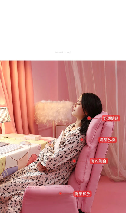 2025 New gaming chair pink office computer chair comfortable soft  gamer chair PU Leather chair Rotating recliner with footrest