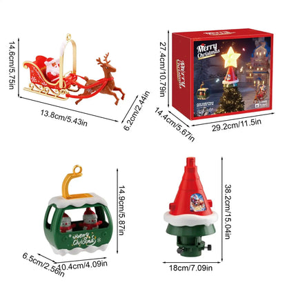 Christmas Tree Topper Rotating Treetop Decoration Tree Topper Ornaments Holiday Winter Party Supplies with LED Light and Music