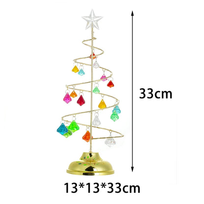 Christmas Decorations Wrought Iron Tree LED Luminous Crystal Christmas Tree Photos on the Table Ornaments Night Light