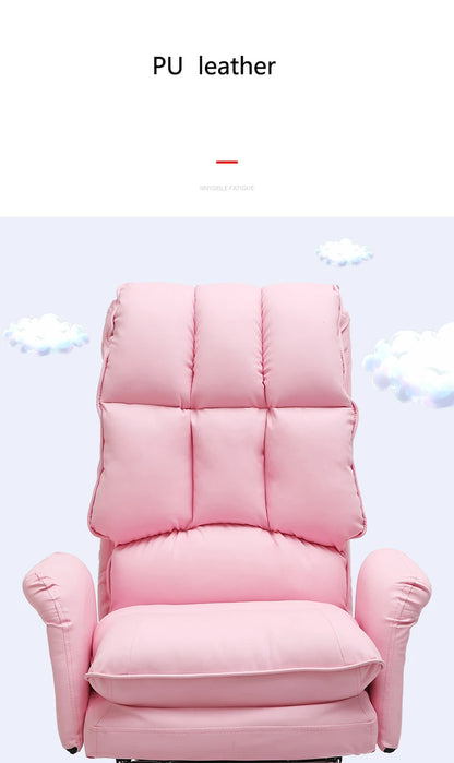 2025 New gaming chair pink office computer chair comfortable soft  gamer chair PU Leather chair Rotating recliner with footrest