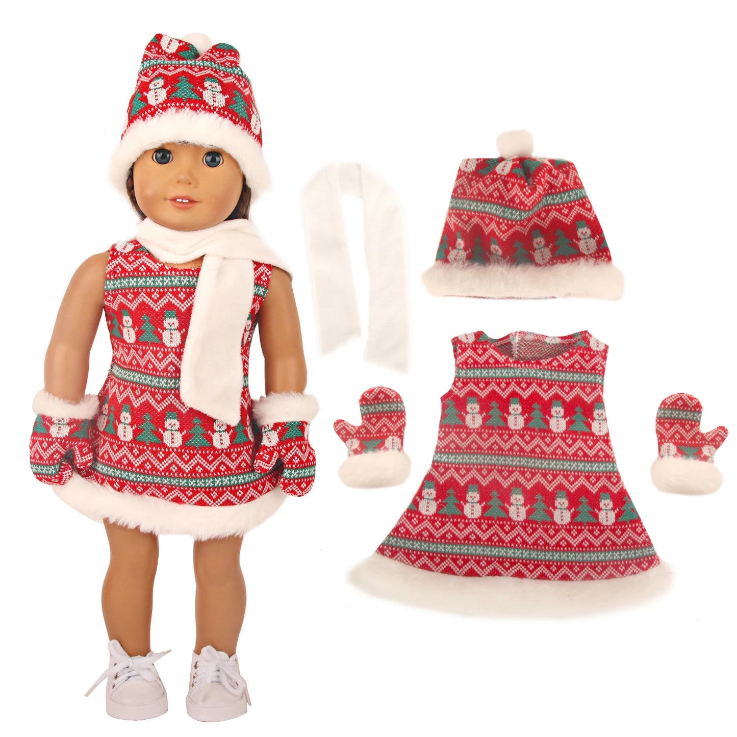 Christmas Doll Clothes Suit For American 18 Inch Girl Doll Cute Outfit Dress Seet For 43Cm Baby New Born&Our generation Doll Toy