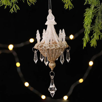 Christmas Crystal Chandelier Tree Ornament - Light-Refracting Holiday Keepsake for Farmhouse, Garden, Bedroom Door Winter Decor