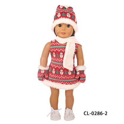 Christmas Doll Clothes Suit For American 18 Inch Girl Doll Cute Outfit Dress Seet For 43Cm Baby New Born&Our generation Doll Toy