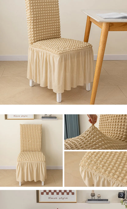 High Quality Seersucker Chair Cover For Dining Room Banquet Chair Slipcover Stretch Chair Skirt Elastic Wedding Chair Decoration
