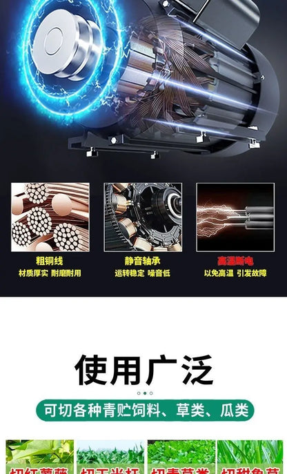 Household Electric Forage Chopper, Small Feed Grinding Machine for Cattle, Sheep, Chicken & Pig Breeding, Efficient Hay Shredder