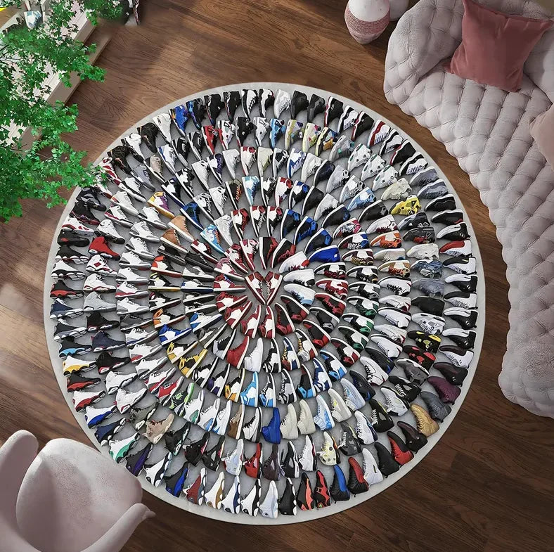 Sneakers Shoes Rug Sneakers Round Rug Circle Shoes Rug Sneakers Carpet,Personalized Rug Sneaker Art Street Cool Rug Sport Rug