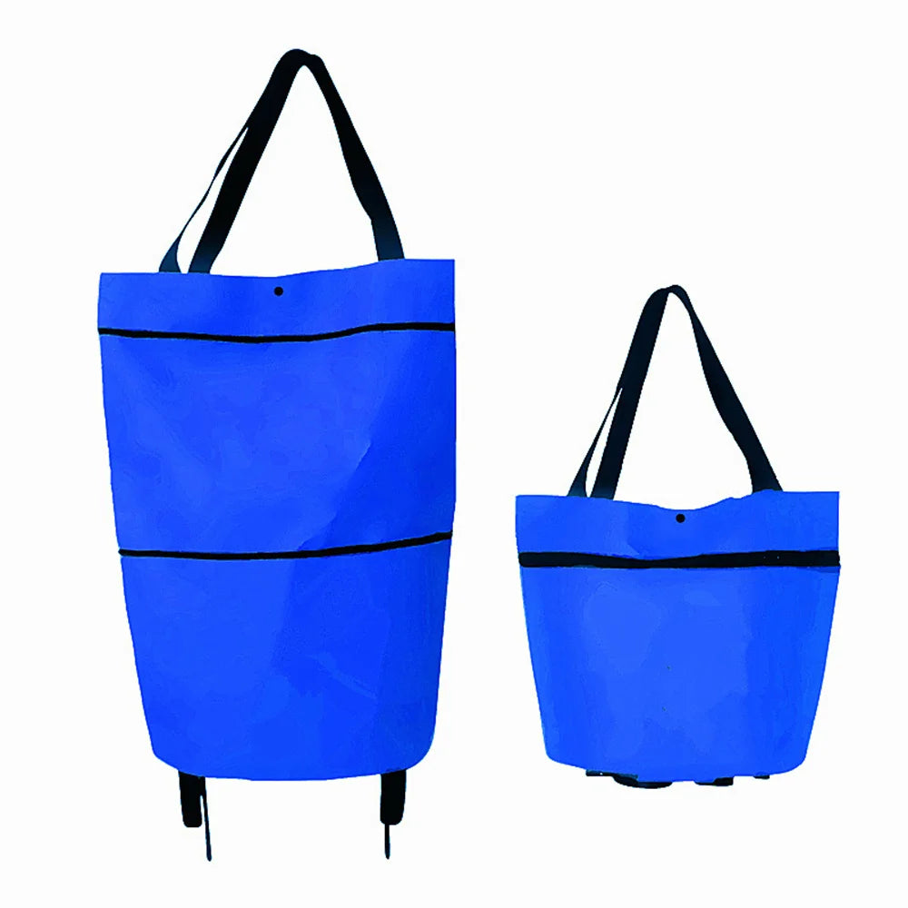 Household Portable Folding Cart Roller Shopping Bags Outdoors Food and Fruits Storage Foldable Trolley Wheel Supermarket Bag ﻿