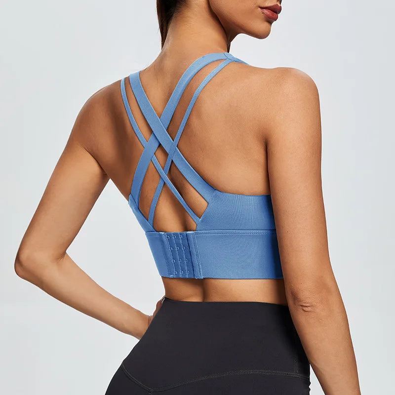 Gym Push Up Bra Women Sports Bra Back Closure High Impact Workout Sport Top Crop Fitness Wear For Yoga Gym Brassiere Sportswear