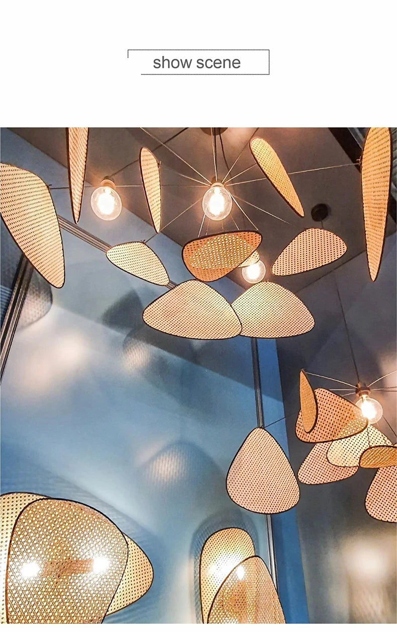 French Design Hand Made Screen Rattan Chandelier for DiningLiving Room Suspension Home Decor Lamp Indoor Lighting Factory Outlet