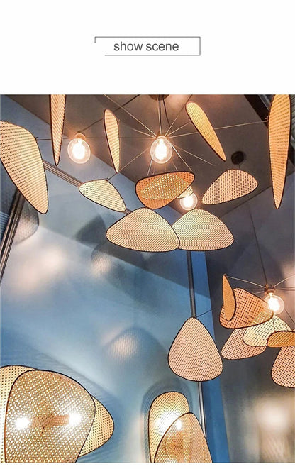 French Design Hand Made Screen Rattan Chandelier for DiningLiving Room Suspension Home Decor Lamp Indoor Lighting Factory Outlet