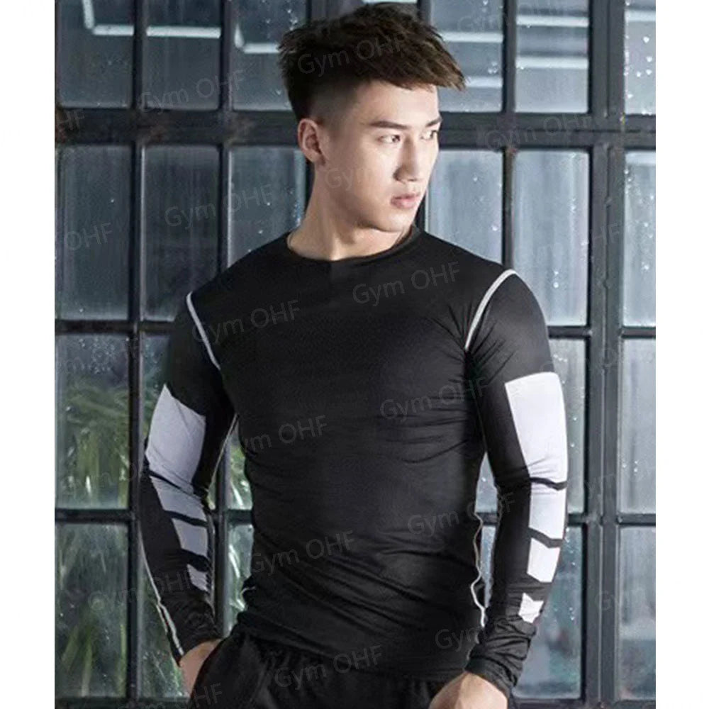Gym Fitness T shirt Men's Short Sleeve Summer Boxing Jersey Legging Men Rashguard Compression Pants Quick Dry Tight T-shirts Men