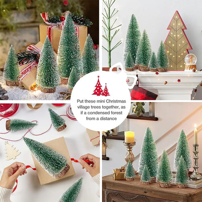 Christmas Decoration Artificial Mini Tree Ornaments Miniature Cedar Snow Pines for Home Table Decor 2024 Navidad Landscape Gifts
