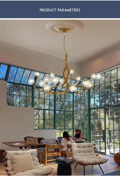 Tree Branch Chandelier Lustre Salon Design antique vintage lamp glass lampshade resin lamp for Living Room dining table light