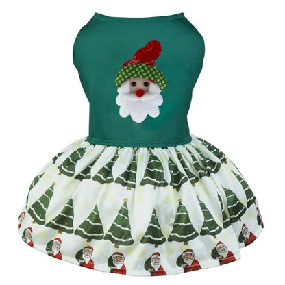 Christmas Dog Dresses New Year Dog Clothes Fancy Princess Puppy Dress Fashion Bow Cat Skirt Holiday Print Pet Costumes Dog Skirt