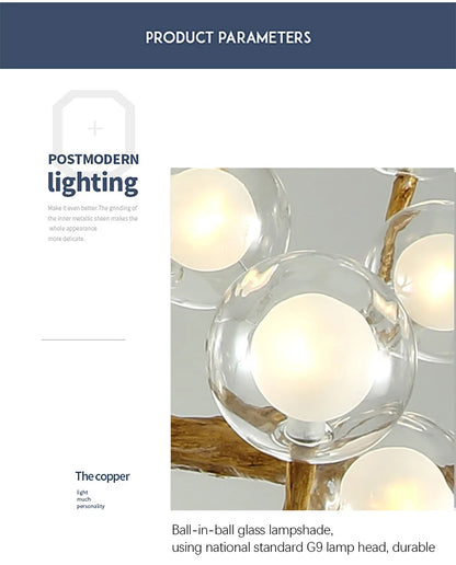 Tree Branch Chandelier Lustre Salon Design antique vintage lamp glass lampshade resin lamp for Living Room dining table light