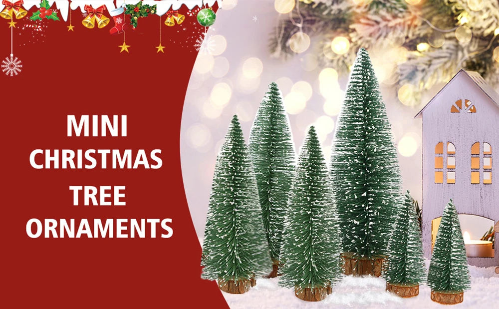Christmas Decoration Artificial Mini Tree Ornaments Miniature Cedar Snow Pines for Home Table Decor 2024 Navidad Landscape Gifts