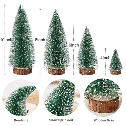 Christmas Decoration Artificial Mini Tree Ornaments Miniature Cedar Snow Pines for Home Table Decor 2024 Navidad Landscape Gifts
