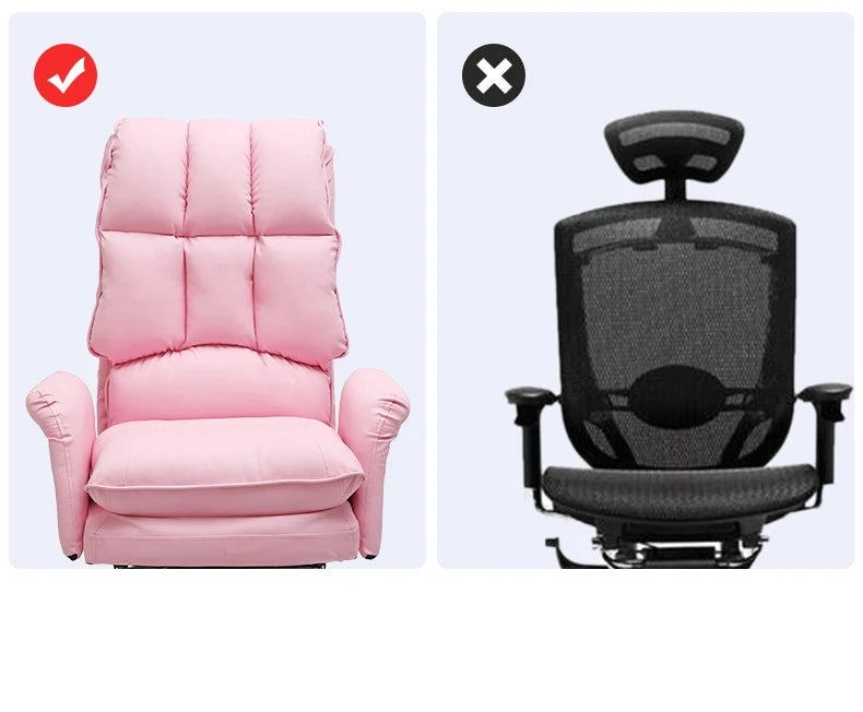 2025 New gaming chair pink office computer chair comfortable soft  gamer chair PU Leather chair Rotating recliner with footrest