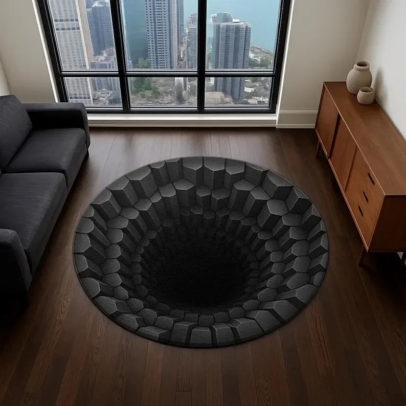 3D Rug Round Rug Big Crack Rug Deep Hole Rugs Illusion Rug Huge Crack Rug Optical Illusion Rug Water Rug 3D Look Crack Rugs