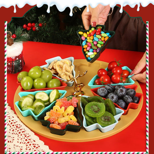 Christmas tree fruit tray, grid fruit tray, household dried fruit tray, snack tray, fruit tray, living room creative high aesthe