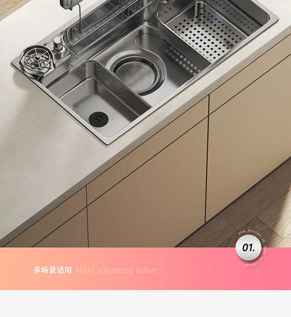Household Sink, Made Of 304 Stainless Steel, With A Large Single Sink And Integrated Molding
