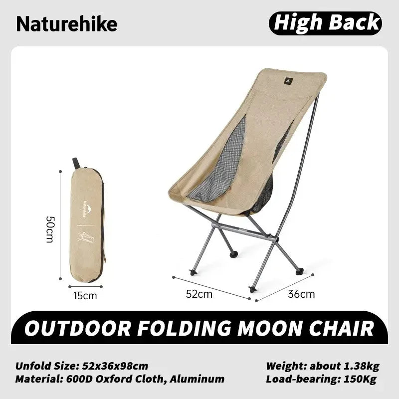 Naturehike Camping Chair L04 Folding Fishing Chair Ultralight Portable Aluminum Alloy Moon Chair Outdoor Picnic Relax Chair