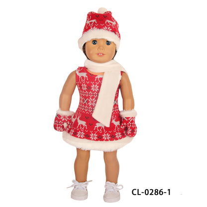 Christmas Doll Clothes Suit For American 18 Inch Girl Doll Cute Outfit Dress Seet For 43Cm Baby New Born&Our generation Doll Toy