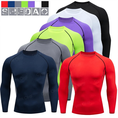 Gym Fitness T shirt Men's Short Sleeve Summer Boxing Jersey Legging Men Rashguard Compression Pants Quick Dry Tight T-shirts Men