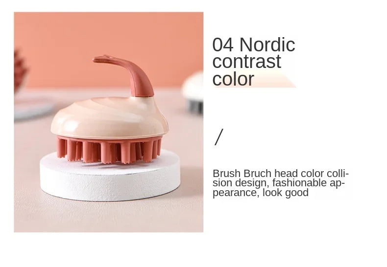 Household Hair Cleaning Shampoo Comb with Handle, Wet and Dry Massage, Silicone, Does Not Hurt The Head