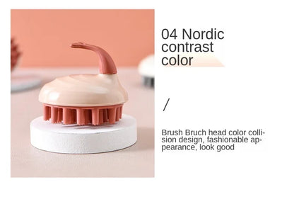 Household Hair Cleaning Shampoo Comb with Handle, Wet and Dry Massage, Silicone, Does Not Hurt The Head