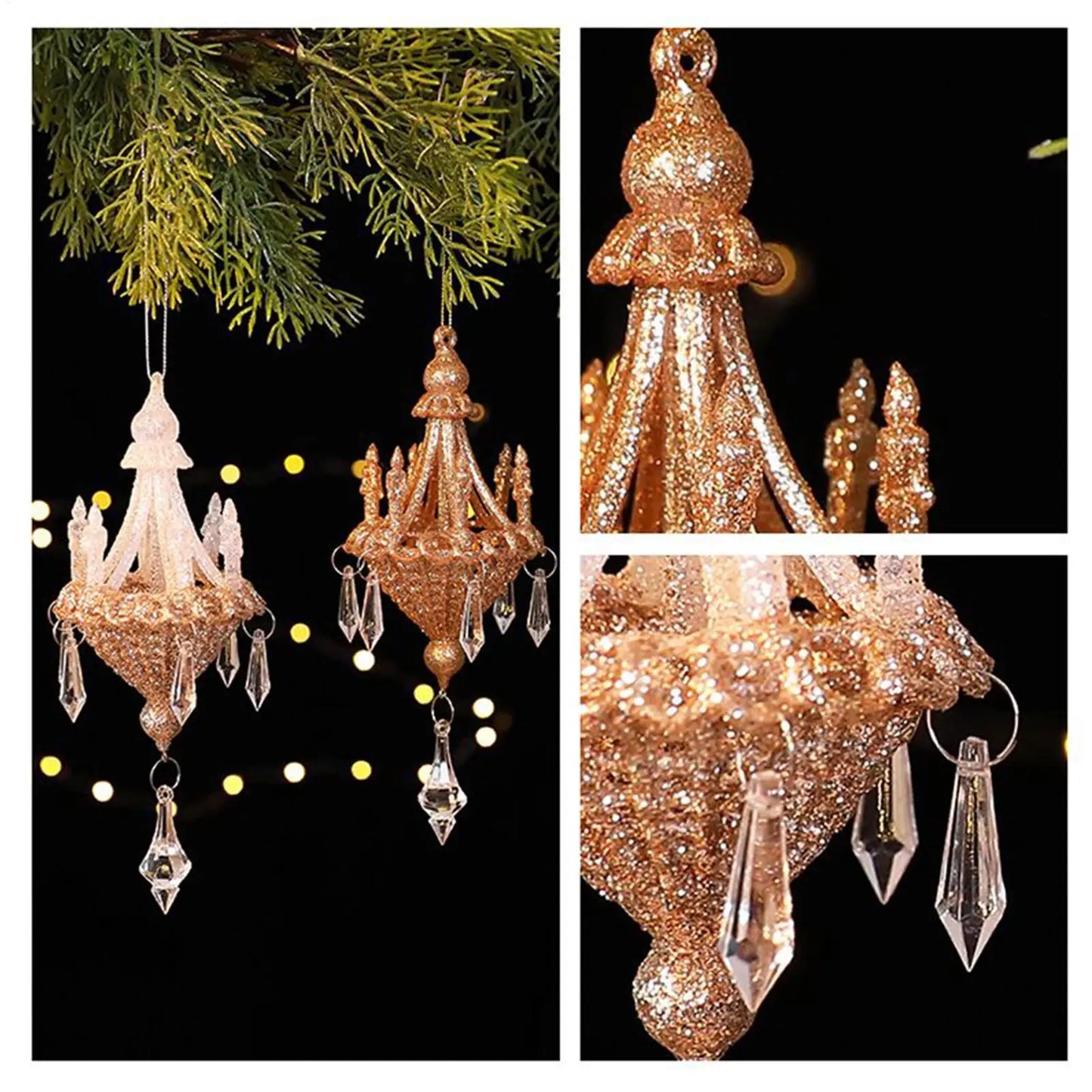 Christmas Crystal Chandelier Tree Ornament - Light-Refracting Holiday Keepsake for Farmhouse, Garden, Bedroom Door Winter Decor