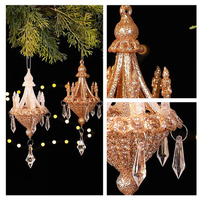 Christmas Crystal Chandelier Tree Ornament - Light-Refracting Holiday Keepsake for Farmhouse, Garden, Bedroom Door Winter Decor