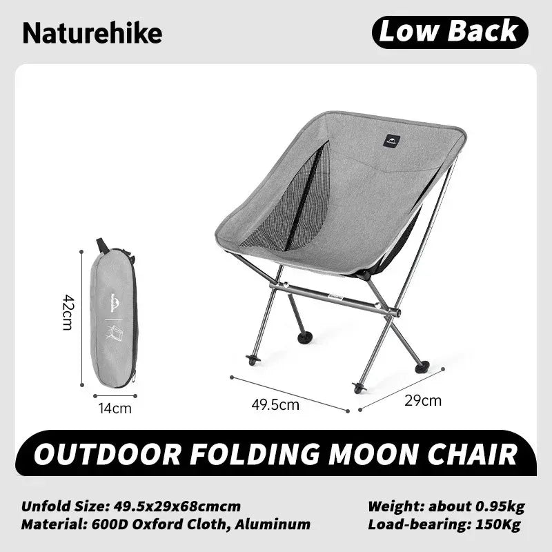 Naturehike Camping Chair L04 Folding Fishing Chair Ultralight Portable Aluminum Alloy Moon Chair Outdoor Picnic Relax Chair