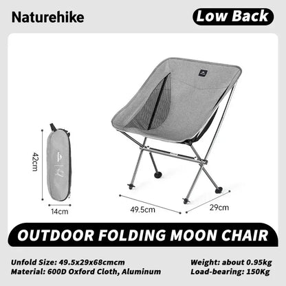 Naturehike Camping Chair L04 Folding Fishing Chair Ultralight Portable Aluminum Alloy Moon Chair Outdoor Picnic Relax Chair