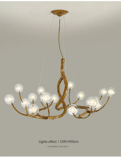 Tree Branch Chandelier Lustre Salon Design antique vintage lamp glass lampshade resin lamp for Living Room dining table light