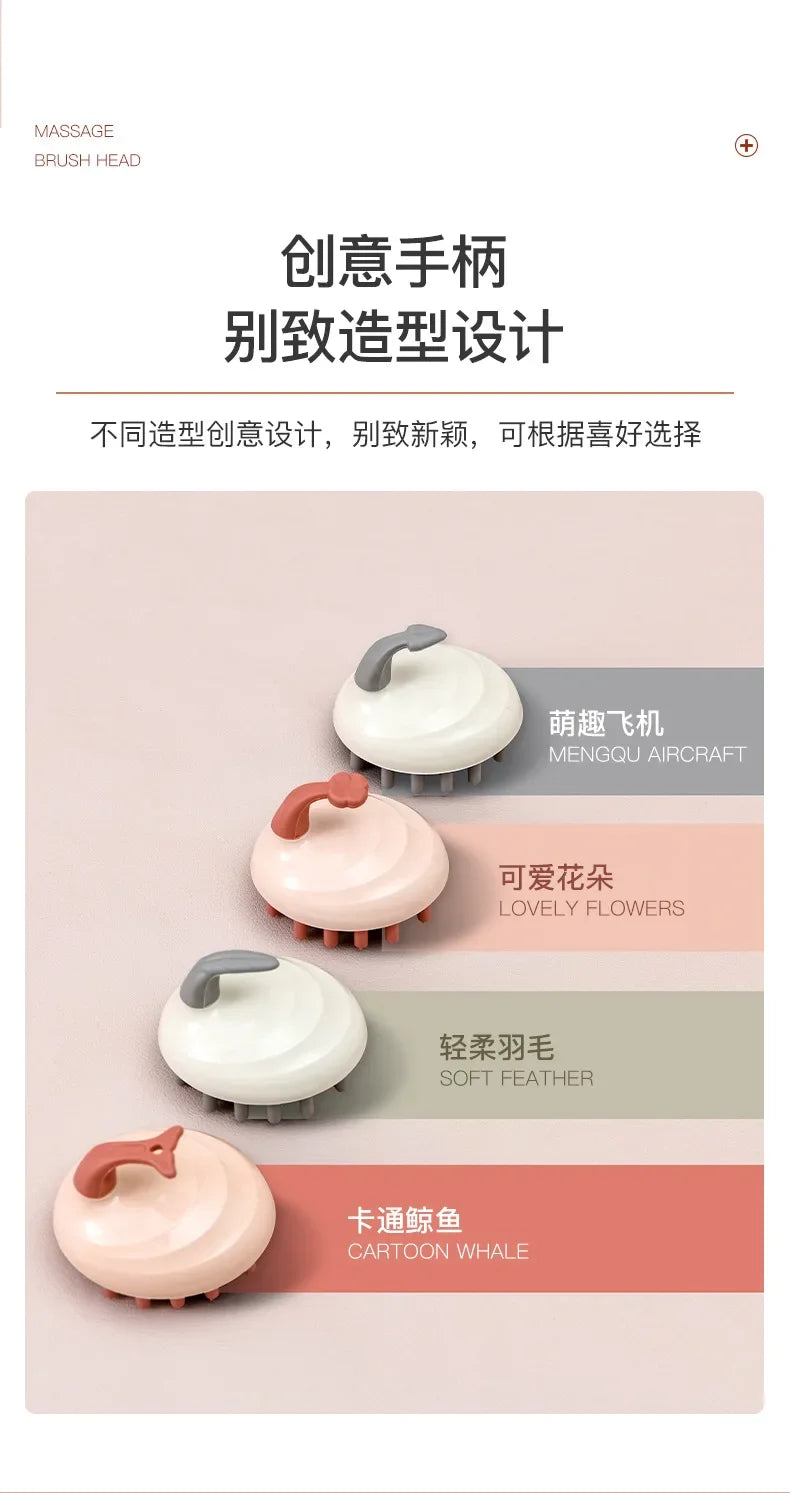 Household Hair Cleaning Shampoo Comb with Handle, Wet and Dry Massage, Silicone, Does Not Hurt The Head