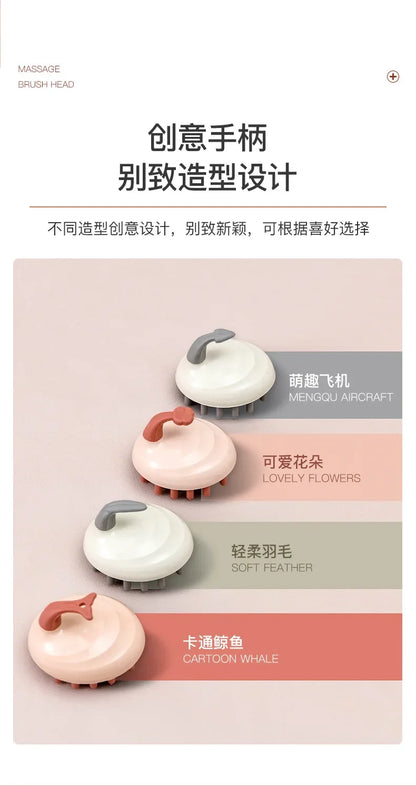 Household Hair Cleaning Shampoo Comb with Handle, Wet and Dry Massage, Silicone, Does Not Hurt The Head