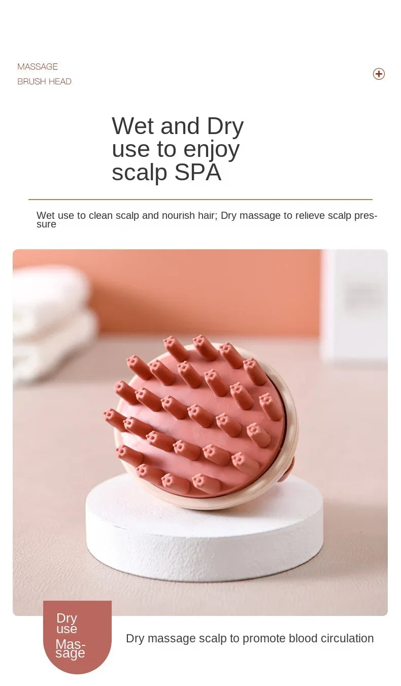 Household Hair Cleaning Shampoo Comb with Handle, Wet and Dry Massage, Silicone, Does Not Hurt The Head