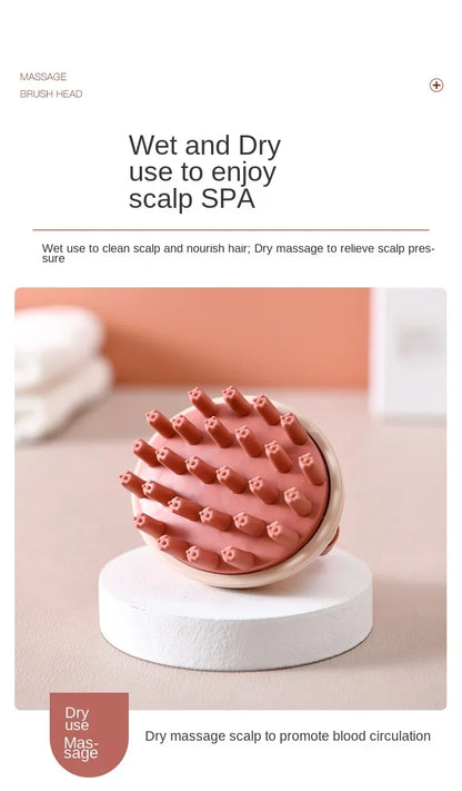 Household Hair Cleaning Shampoo Comb with Handle, Wet and Dry Massage, Silicone, Does Not Hurt The Head