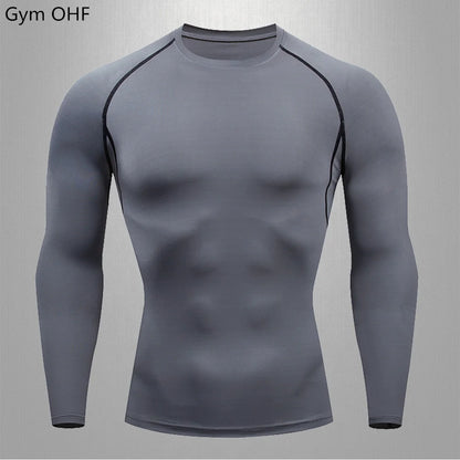 Gym Fitness T shirt Men's Short Sleeve Summer Boxing Jersey Legging Men Rashguard Compression Pants Quick Dry Tight T-shirts Men