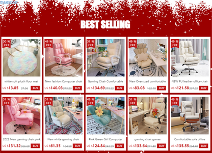 2025 New gaming chair pink office computer chair comfortable soft  gamer chair PU Leather chair Rotating recliner with footrest