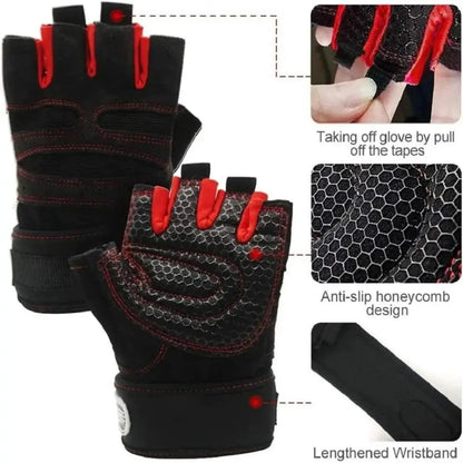 Gym Gloves for Men Women Fitness Weight Lifting Wristband Gloves Body Building Training Sports Exercise Cycling Glove Shockproof