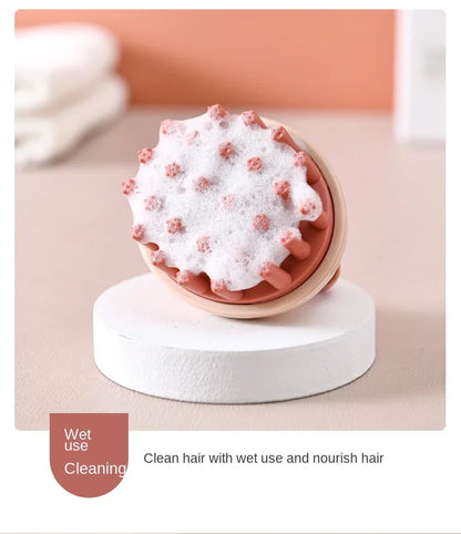 Household Hair Cleaning Shampoo Comb with Handle, Wet and Dry Massage, Silicone, Does Not Hurt The Head