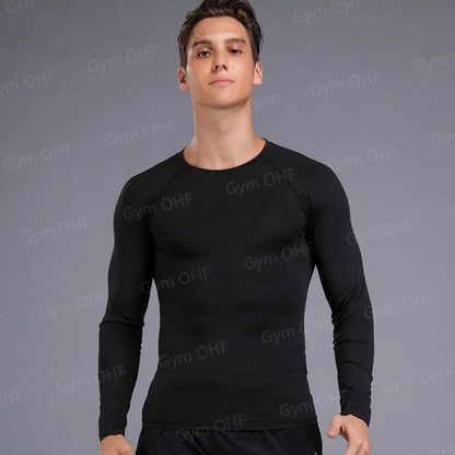 Gym Fitness T shirt Men's Short Sleeve Summer Boxing Jersey Legging Men Rashguard Compression Pants Quick Dry Tight T-shirts Men