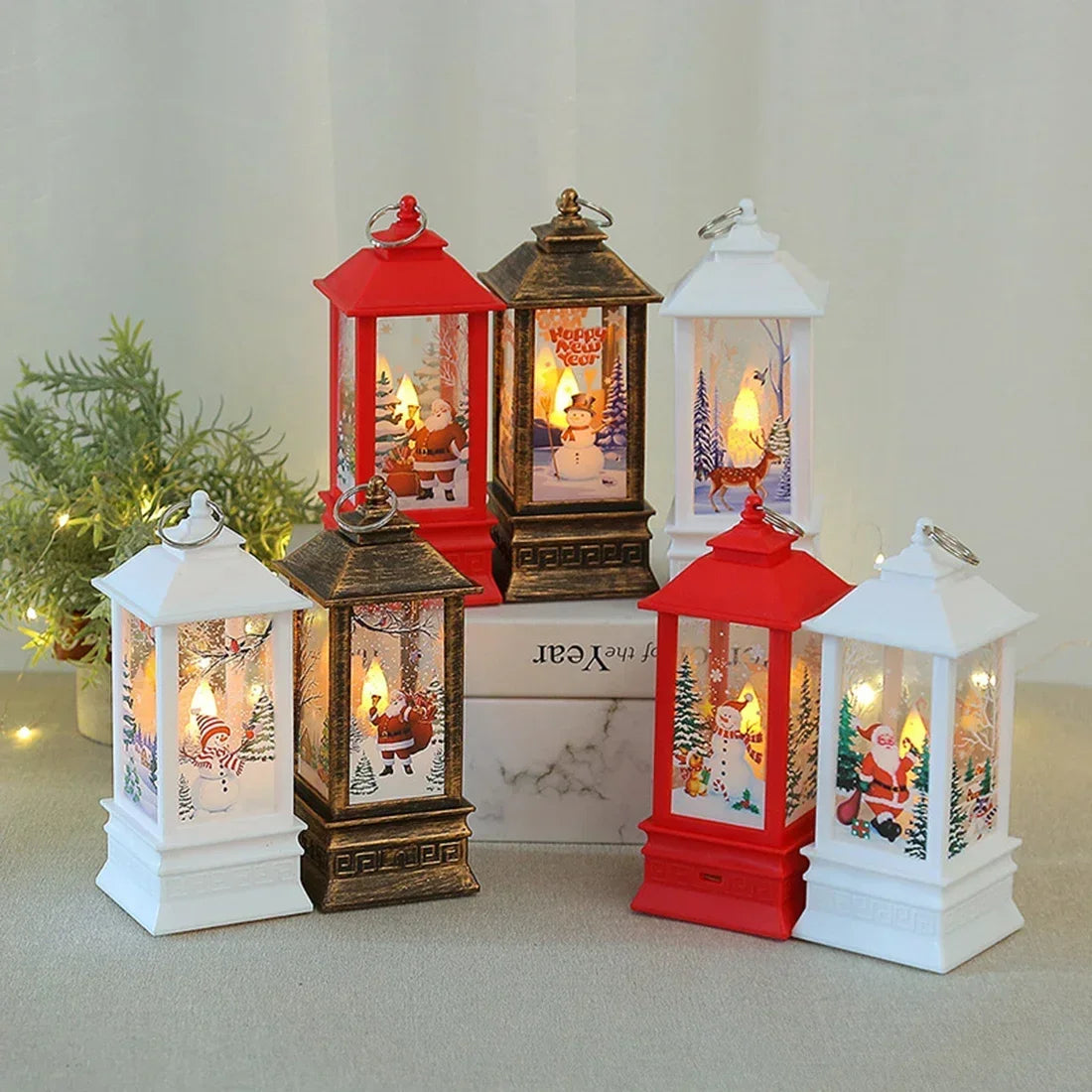 Christmas Home Decoration Products Xmas LED Lantern Candle Decorative Tea Lights Christmas Tree Hanging Ornaments Lights Gifts