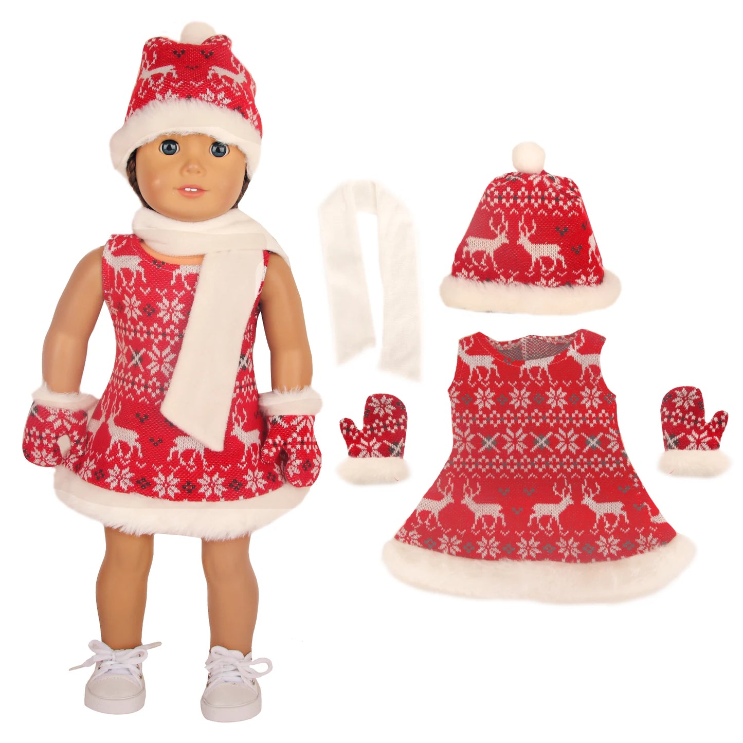 Christmas Doll Clothes Suit For American 18 Inch Girl Doll Cute Outfit Dress Seet For 43Cm Baby New Born&Our generation Doll Toy