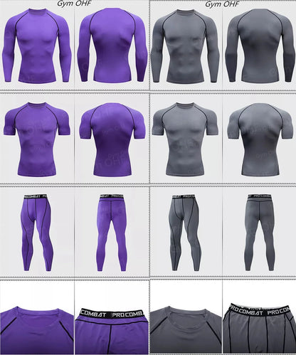 Gym Fitness T shirt Men's Short Sleeve Summer Boxing Jersey Legging Men Rashguard Compression Pants Quick Dry Tight T-shirts Men